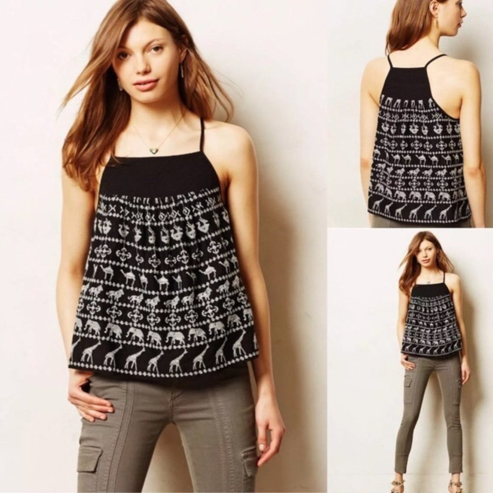 Anthropologie HD in Paris Animal Embroidered Tank